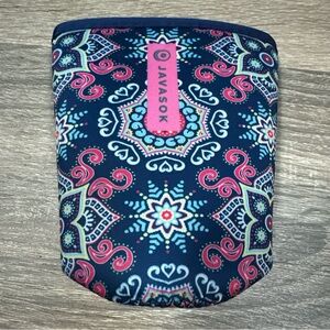 JavaSok Java Sok Iced Drink Coffee Sleeve Neoprene MC Blue Floral Size Large
